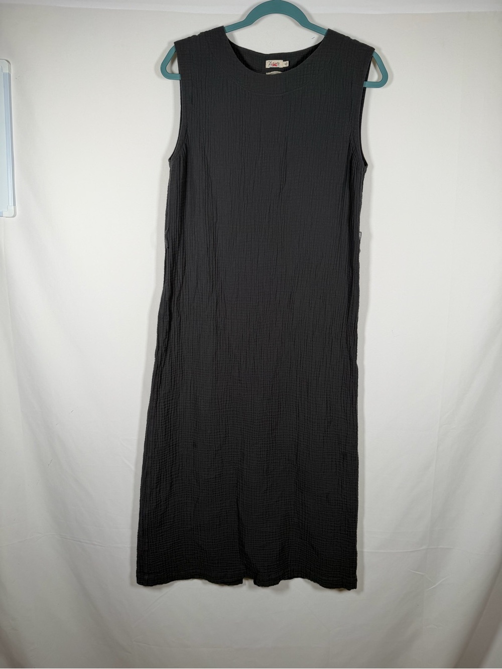Faherty Dream Coasta Charcoal Gauzy Organic Cotton Sleeveless Midi Dress Granola
